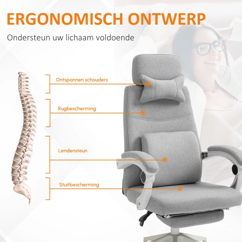 Vinsetto HOMCOM bureaustoel, gamingstoel, stoel met wielen, ergonomisch design, polyester, schuim, MDF, kunststof, 51 x 50,5 x 117-127 cm