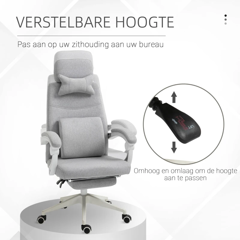 Vinsetto HOMCOM bureaustoel, gamingstoel, stoel met wielen, ergonomisch design, polyester, schuim, MDF, kunststof, 51 x 50,5 x 117-127 cm