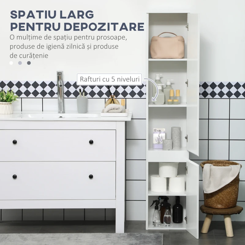 Kleankin Dulap ingust pentru Baie – 5 Niveluri(m-4)