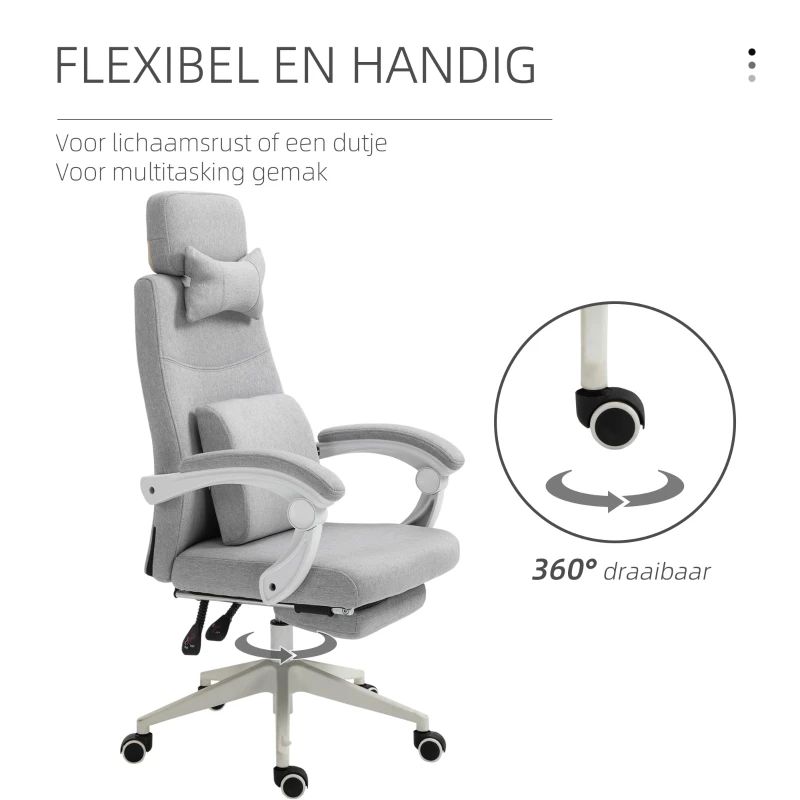 Vinsetto HOMCOM bureaustoel, gamingstoel, stoel met wielen, ergonomisch design, polyester, schuim, MDF, kunststof, 51 x 50,5 x 117-127 cm