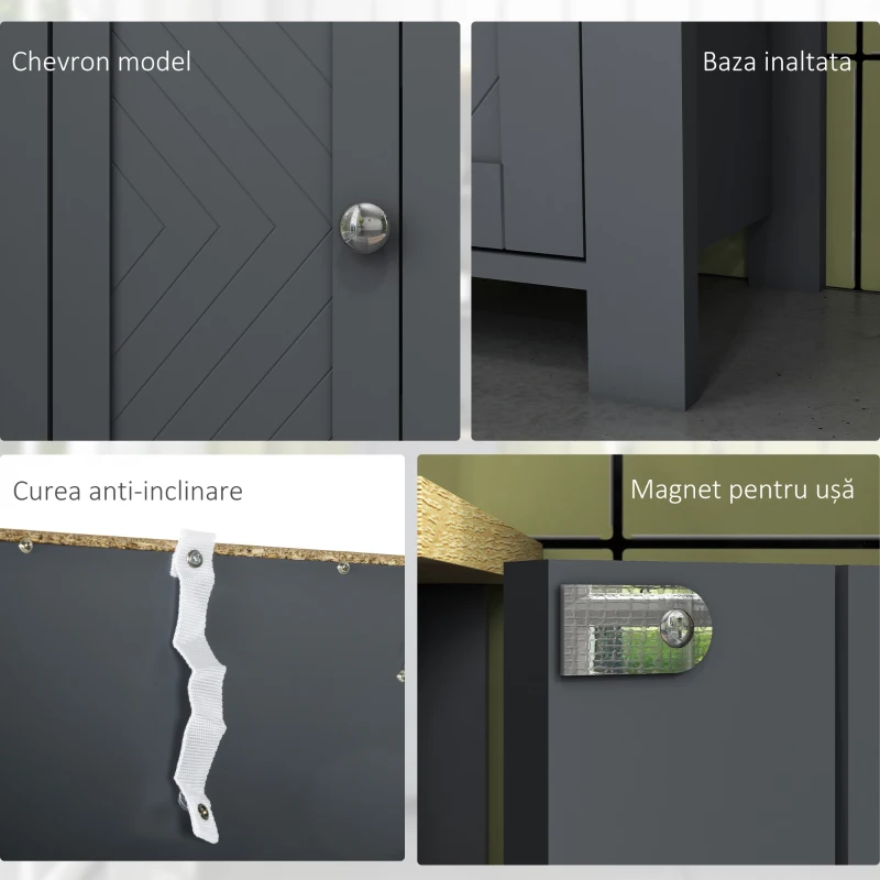 kleankin Dulap de Depozitare Inalt pentru Baie, Organizator de Baie cu Dulap cu Usa si 3 Rafturi, Turn Independent pentru Lenjerie, Gri