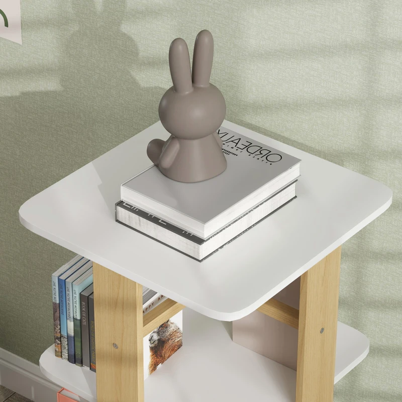 AIYAPLAY Estante para Livros Infantil Estante para Crianças com Rodas 3 Prateleiras 48x48x99,5 cm Branco e Madeira