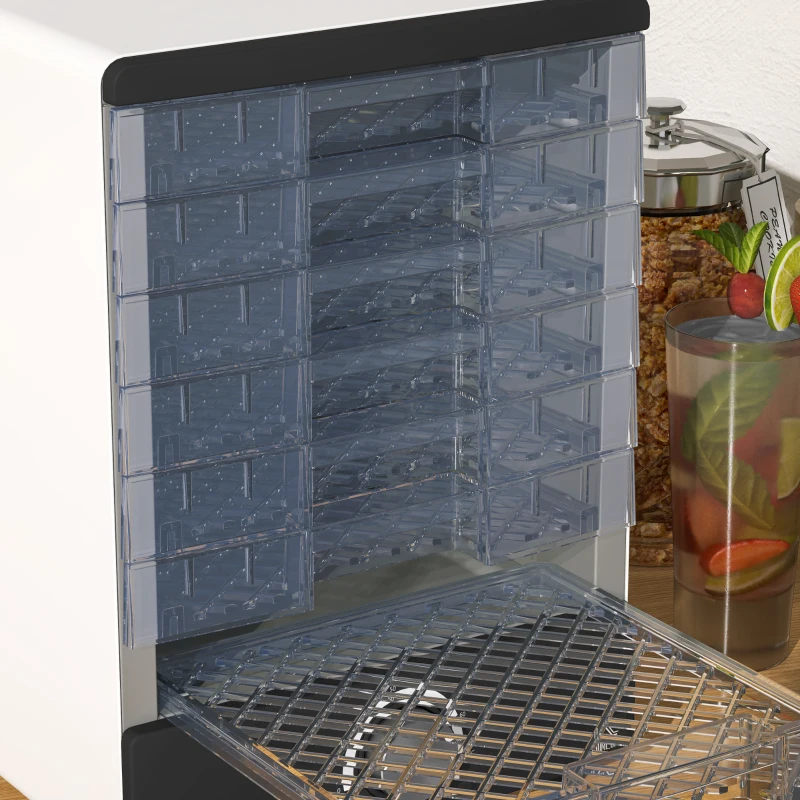 HOMCOM Desidratador de Alimentos 350W com 7 Bandejas Temperatura Ajustável 40-70℃ Desidratador de Fruras Verduras 30x22,8x32,6 cm Branco