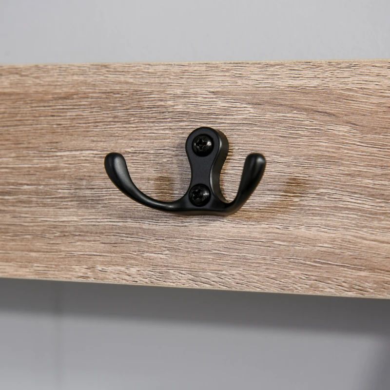 HOMCOM Appendiabiti con Panca e Scarpiera in Stile Industriale, Mobile per Ingresso Vintage in Legno e Acciaio Nero