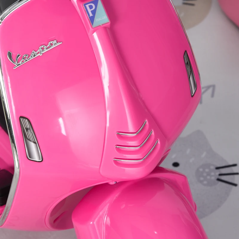 HOMCOM Moto Elettrica per Bambini con Licenza Ufficiale Vespa, 2 Rotelle, Luci e Suoni, 108x49x75 cm, Rosa