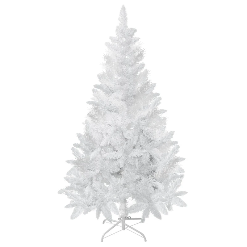 HOMCOM Árvore de Natal Artificial Dobrável 150cm Ignífugo com 358 Ramos Folhas de PVC Branco