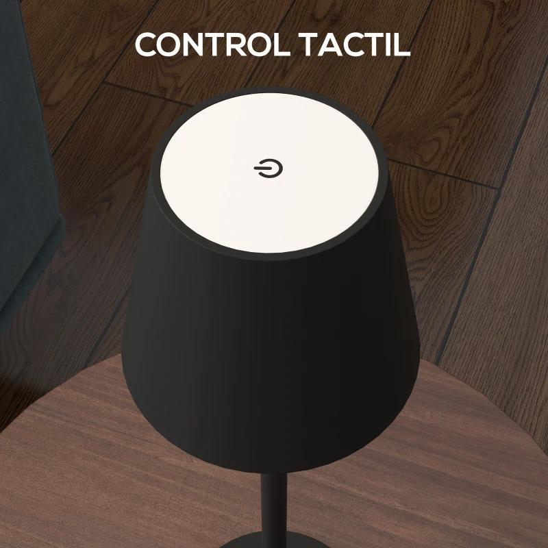 HOMCOM Lampă de Masă cu 3 Lumini Albe, Lampă de Birou Portabilă, Modernă cu Cablu Inclus, Ø11,2x36,5 cm, Negru