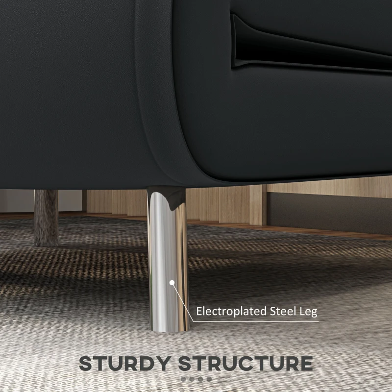 HOMCOM Fotel do wypoczynku z funkcją spania, fotel rozkładany, ozdobny przeszycia, aksamit, 77 cm x 88 cm x 83 cm, czarny