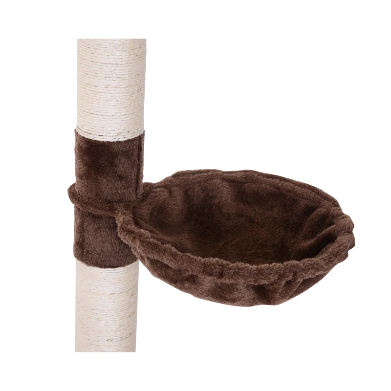 PawHut Kratzbaum Deckenhoch höhenverstellbar, stabiler Katzenbaum mit Sisalsäulen, Katzen Kletterbaum, Braun, 40 x 34 x 230-260 cm