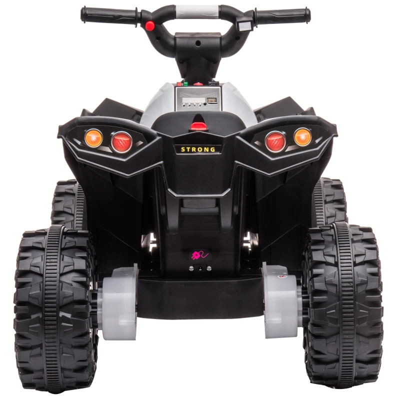HOMCOM Kinder-Quad Elektrisches Kinderauto, 6 km/h, Sound- und Lichteffekte, : 83 cm x 53 cm x 55,5 cm, Schwarz + Weiß