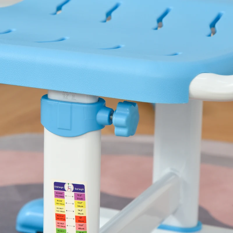 HOMCOM Banco Scuola con Sedia per Bambini 6-12 Anni con Altezza e Inclinazione Regolabile, Blu