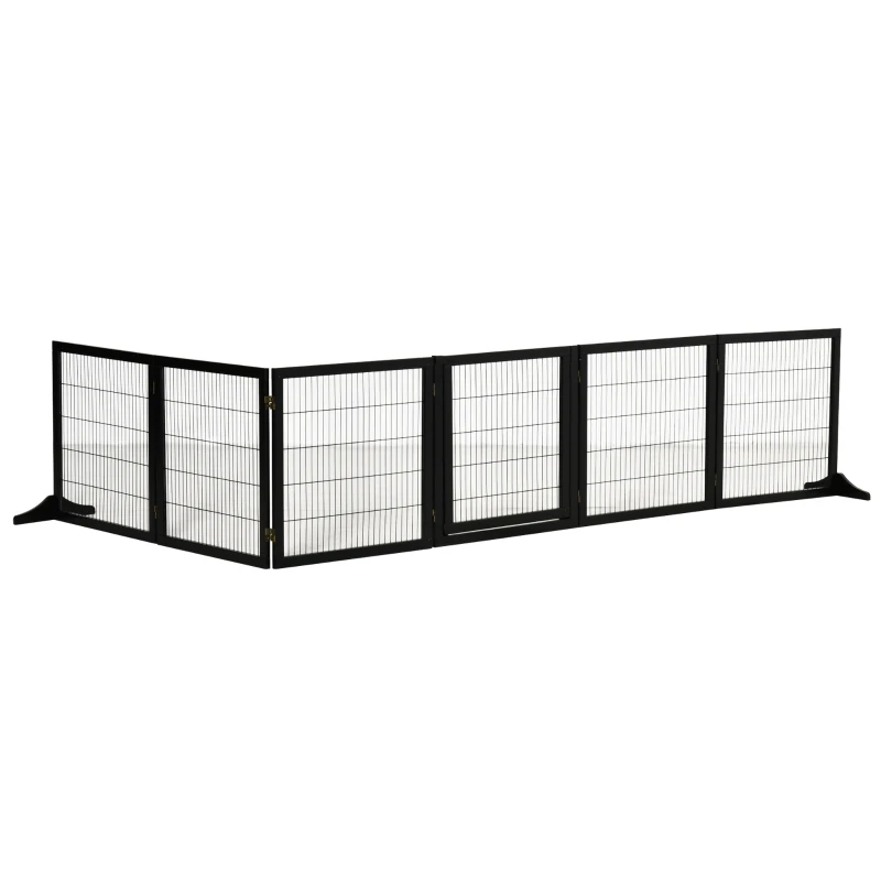 PawHut Absperrgitter für Hunde klappbar 432 x 36 x 70cm Kiefernholz Schwarz
