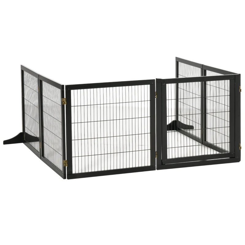 PawHut Absperrgitter für Hunde klappbar 432 x 36 x 70cm Kiefernholz Schwarz