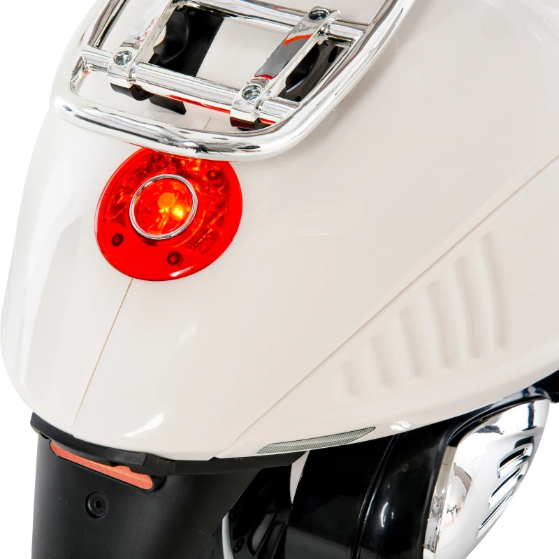 HOMCOM Kinder Elektro-Motorrad, 6V Kindermotorrad mit Scheinwerfer, Musik, Vor- und Rückwärtsgang, Trainingsräder, 30 kg belastbar, Elektromotorrad für 3-6 Jahre Kinder, Weiß