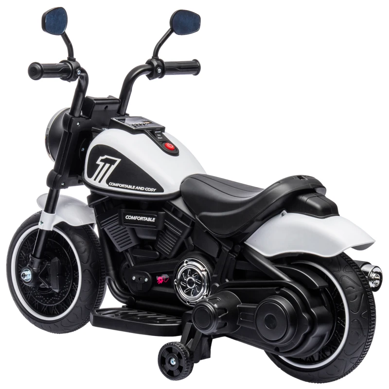HOMCOM Elektro-Kindermotorrad, LED-Scheinwerfer, abnehmbare Stützräder, bequemer Sitz, Rot/Schwarz(m-14)