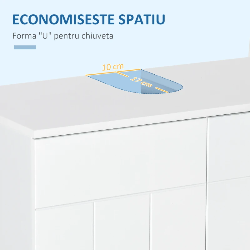 Dulap sub chiuveta cu piedestal Kleankin, unitate moderna de chiuveta pentru baie, dulap de depozitare cu usi duble, raft reglabil, alb(m-4)
