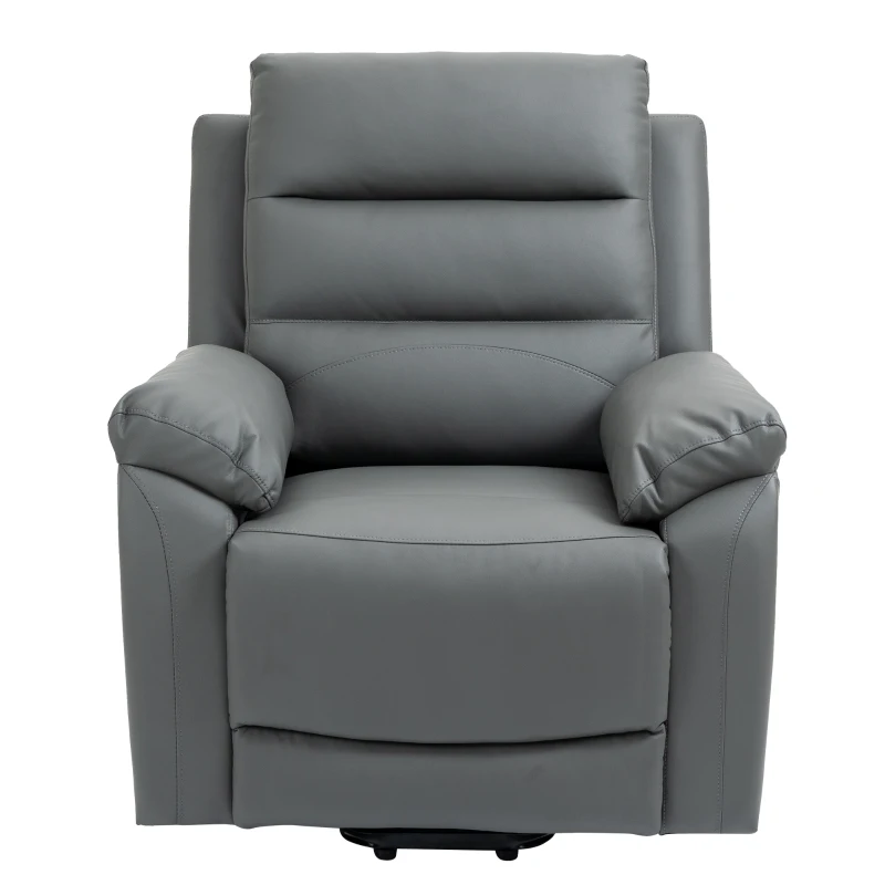 HOMCOM Relaxfotel z Pomocą Wstawania, Masaż, do 180 kg, Skóra Ekologiczna, Szary