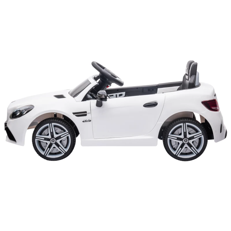 AIYAPLAY Kinder-Elektroauto, mit LED-Scheinwerfern, Sicherheitsgurt, Hupe, Musik, 3 bis 5 km/h, weiß, 107 x 62,5 x 44cm