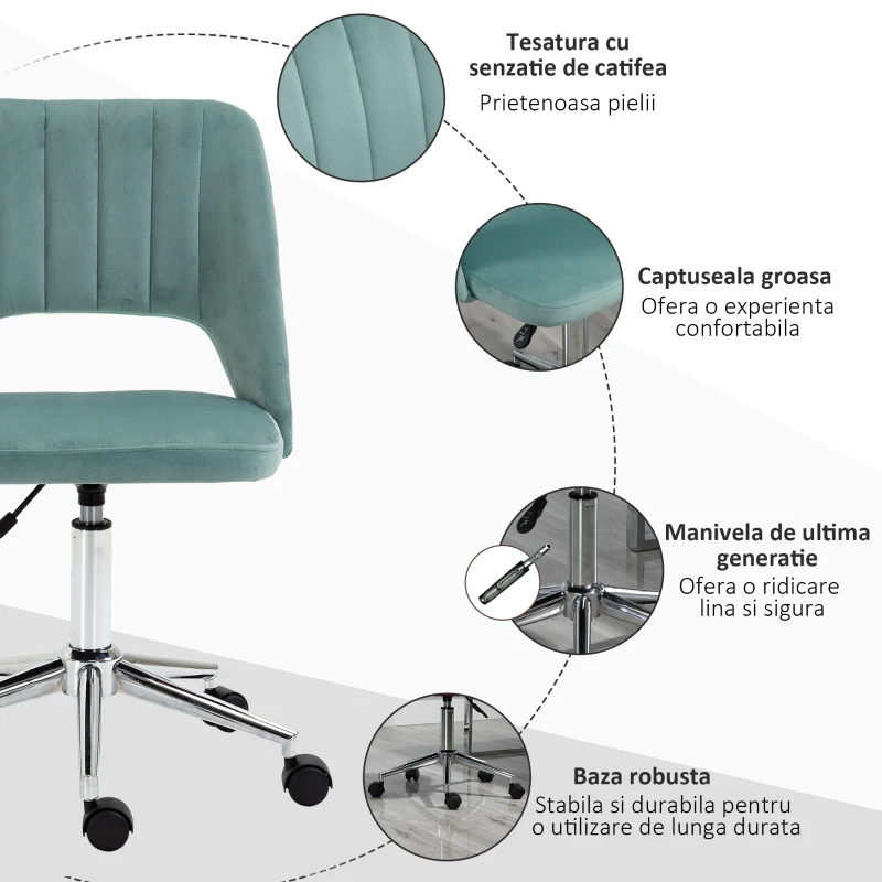 Vinsetto Scaun de Birou Ergonomic pentru Birou cu Inaltime Reglabila Verde