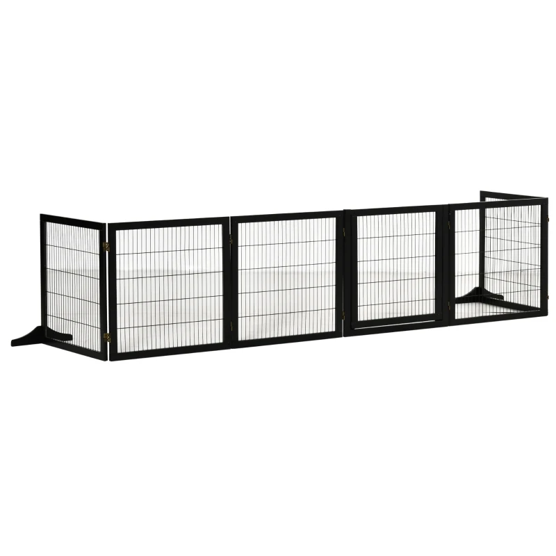 PawHut Absperrgitter für Hunde klappbar 432 x 36 x 70cm Kiefernholz Schwarz