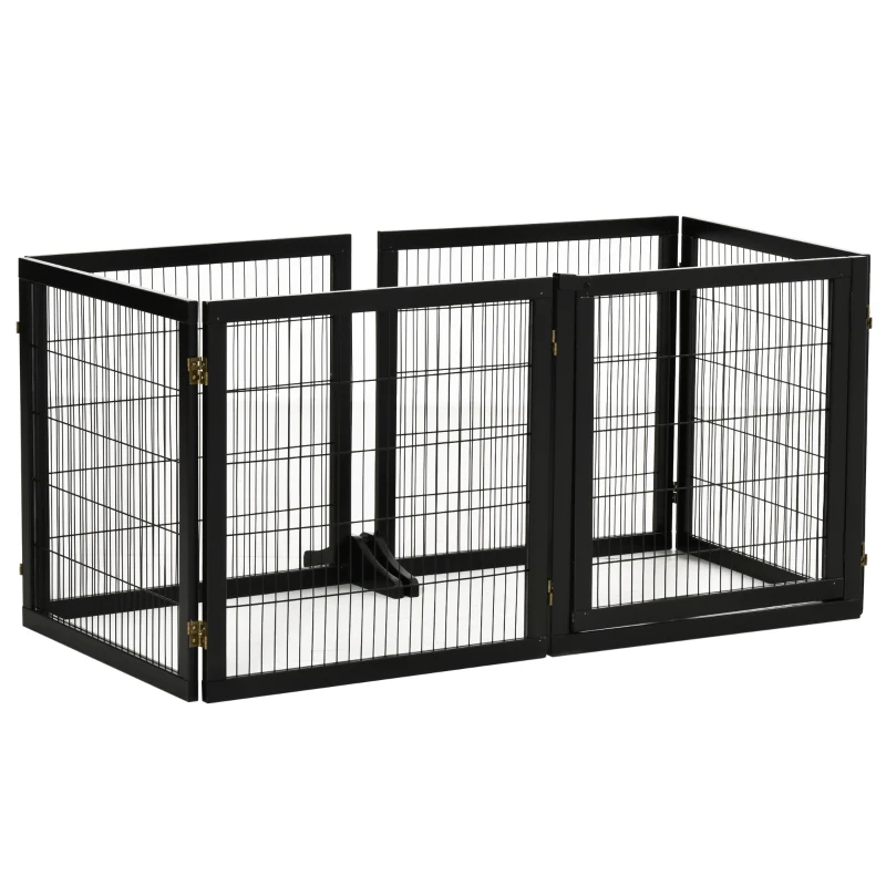 PawHut Absperrgitter für Hunde klappbar 432 x 36 x 70cm Kiefernholz Schwarz