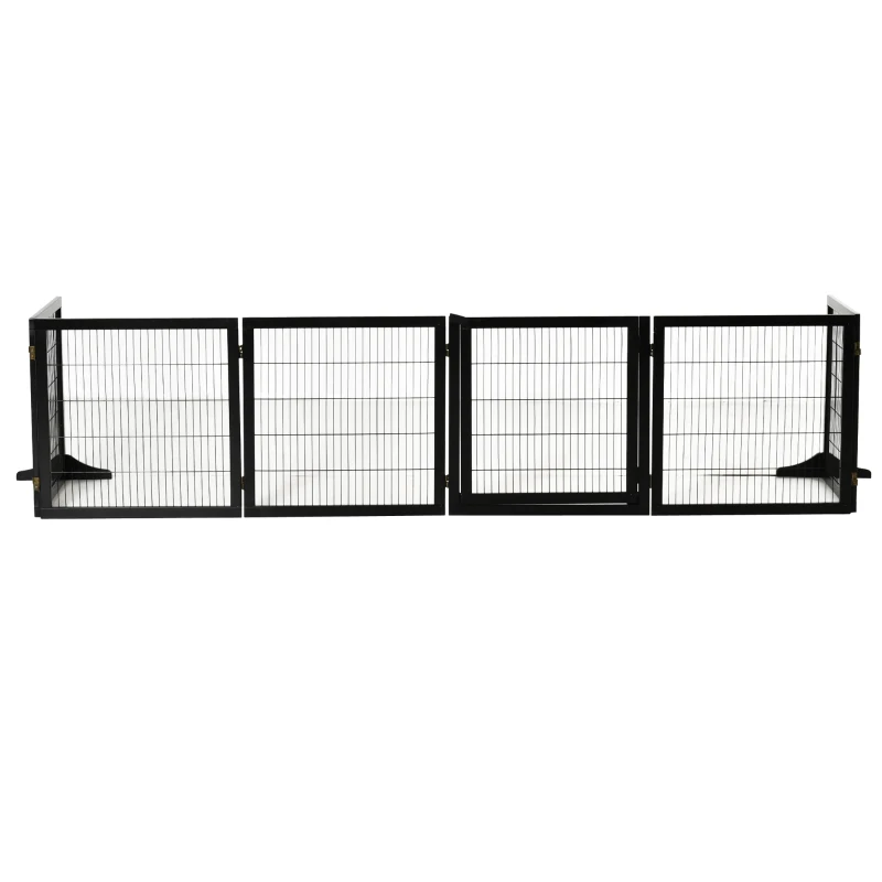 PawHut Absperrgitter für Hunde klappbar 432 x 36 x 70cm Kiefernholz Schwarz
