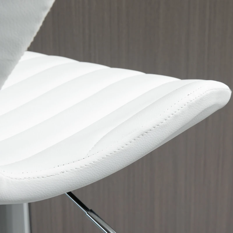 HOMCOM Set 2 Sgabelli da Bar Ergonomici ad Altezza Regolabile con Poggiapiedi, 47x51.5x92-114 cm, Bianco