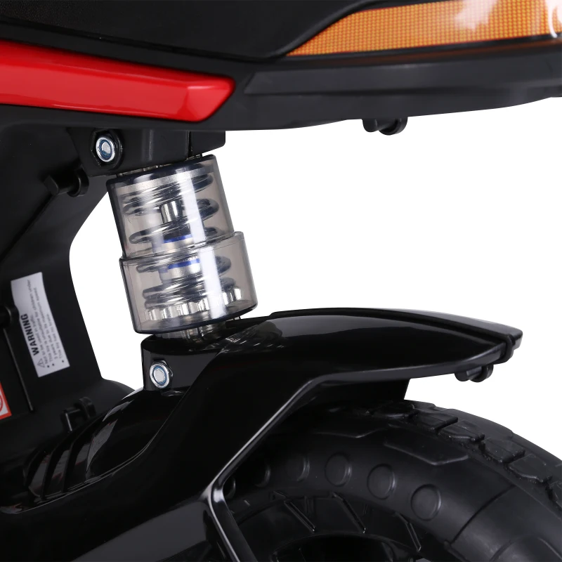 HOMCOM Kindermotorrad Kinder-Elektromotorrad Elektro-Motorrad für Kinder 3-6 Jahren Licht Musik MP3 Elektrofahrzeug mit Stützrädern maximal 3 km/h Metall + Kunststoff Rot 105 x 52,3 x 62,3 cm