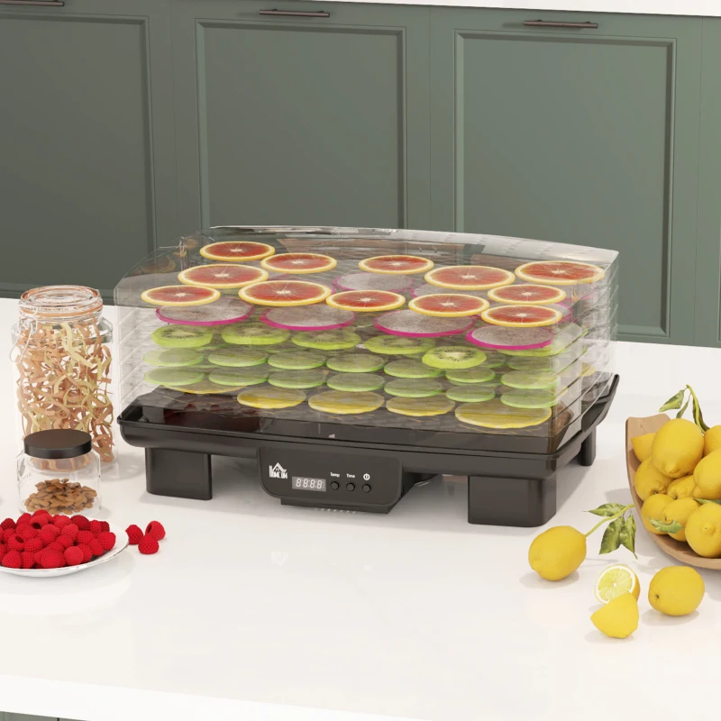 HOMCOM 6 Tray Food Dehydrator, 550W Freeze Dryer Machine with Adjustable Temperature, 48H Timer, for Drying Fruit, Meat, Vegetable, Jerky and Pet Treat, Black