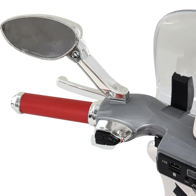 HOMCOM Kinder Elektro-Motorrad, 6V Kindermotorrad mit Scheinwerfer, Musik, Vor- und Rückwärtsgang, Trainingsräder, 30 kg belastbar, Elektromotorrad für 3-6 Jahre Kinder, Weiß