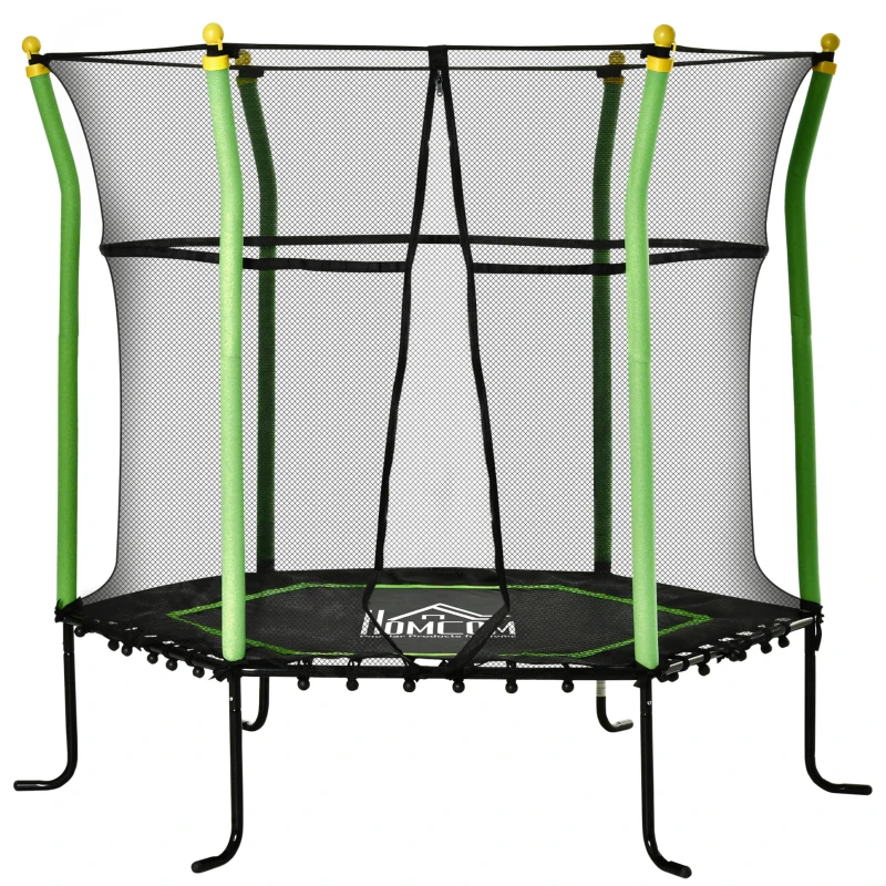 HOMCOM 5.3FT trampoline tuintrampoline kinderen met veiligheidsnet groen