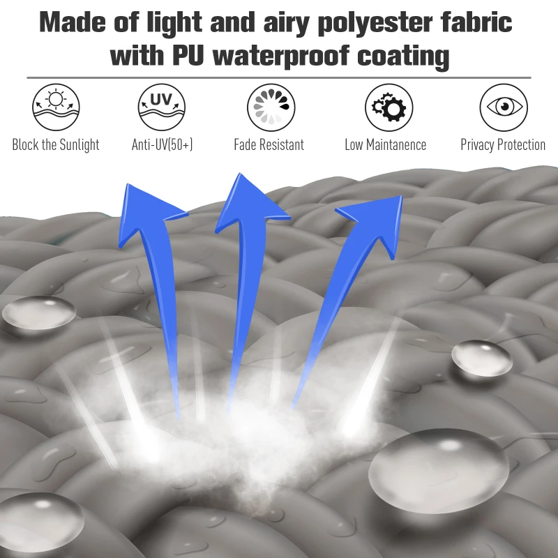 Outsunny Verticale luifel aluminium balkonluifel met handslinger grijs 140 x 250 cm