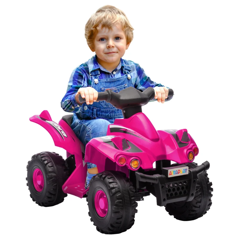 AIYAPLAY 6V Kids Electric Quad Bike w/ Music, Forward Function, for 2-6 Years, Pink