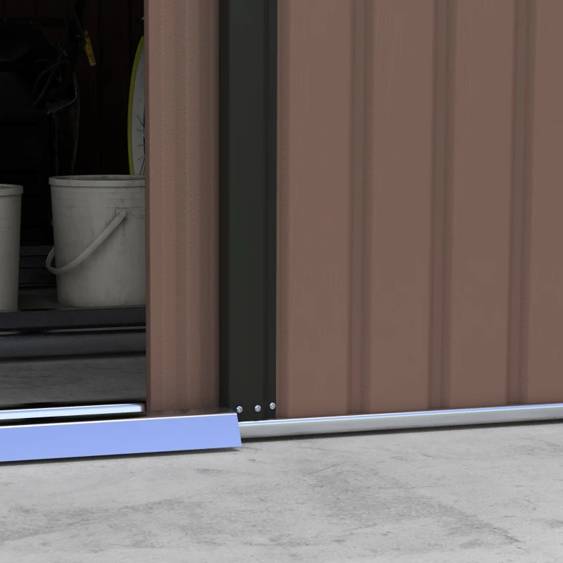 Outsunny Tuinschuur, Weerbestendig Tuinhuis voor Tuingereedschap, met Ventilatieramen, Schuifdeuren, Staal, Bruin