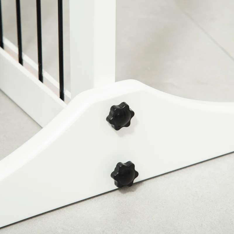 PawHut Absperrgitter für Hunde Schutzgitter Hundegitter mit Stützfüßen Treppengitter Hundeabsperrgitter Türschutzgitter für Kamin & Ofen, Kiefernholz Weiß 185 x 36 x 71 cm