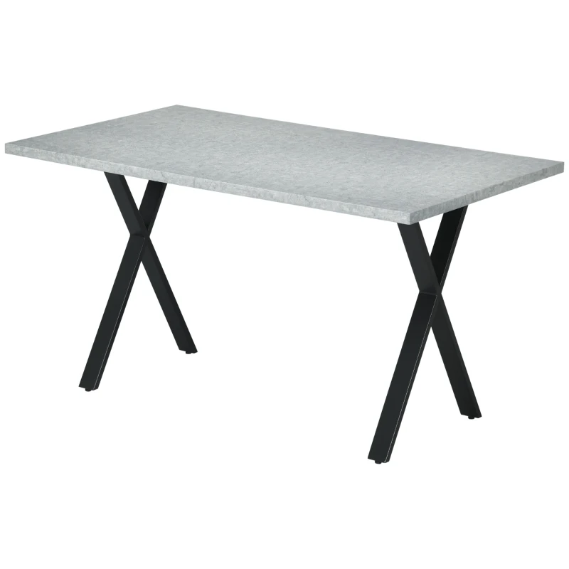 HOMCOM Eettafel, keukentafel, tafelblad met steeneffect, stalen poten, 140 x 80 x 76 cm