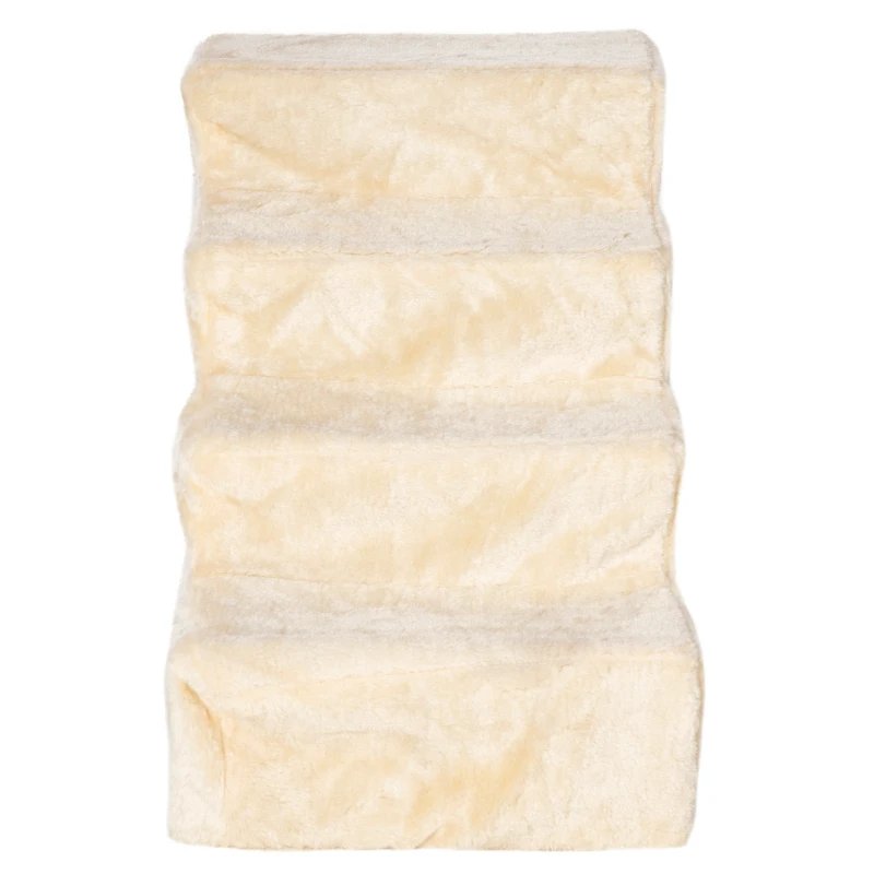 PawHut Hundetreppe 4-stufig, 35 cm Katzentreppe für Bett und Sofa, Haustiertreppe für Hunde und Katzen bis 5 kg, Plüschoptik, Beige