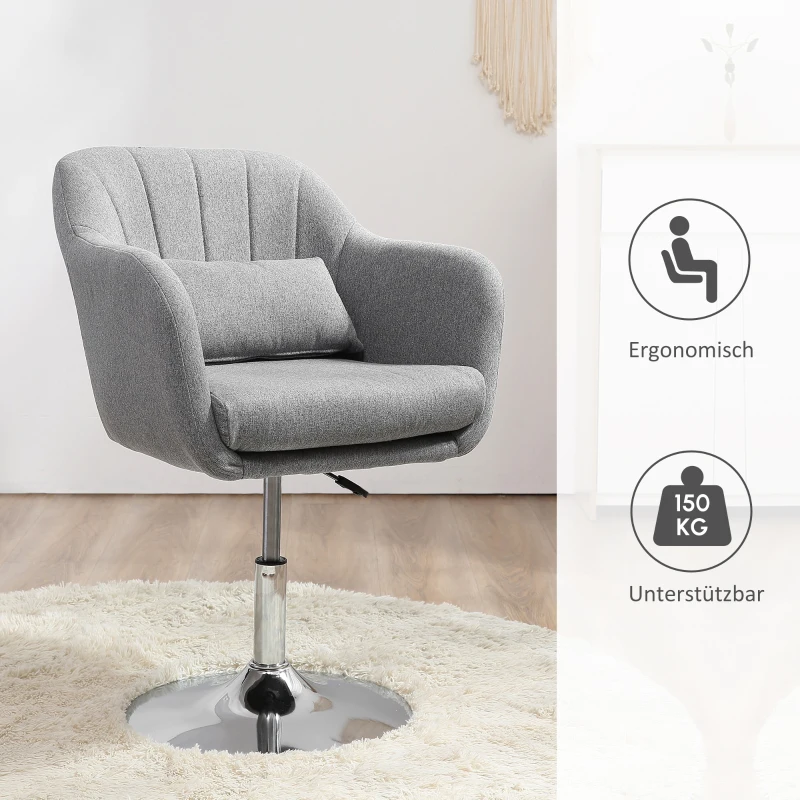 HOMCOM Arbeitshocker Drehhocker bis 136 kg, höhenverstellbar, leinenartiges Polyester, Stahl, Grau, 60 x 60 x 79-91 cm