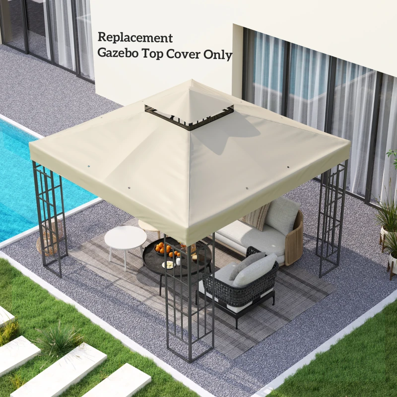 Outsunny invelis de inlocuire pentru Pergola de Gradina cu Doua Nivele si Orificii de Drenaj, 300x300 cm, Alb Crem