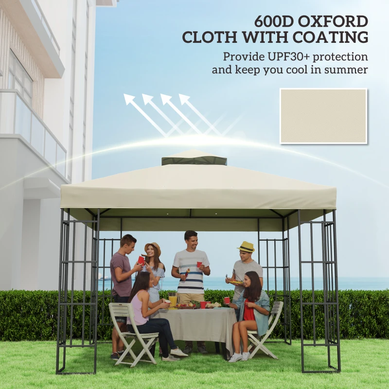 Outsunny invelis de inlocuire pentru Pergola de Gradina cu Doua Nivele si Orificii de Drenaj, 300x300 cm, Alb Crem