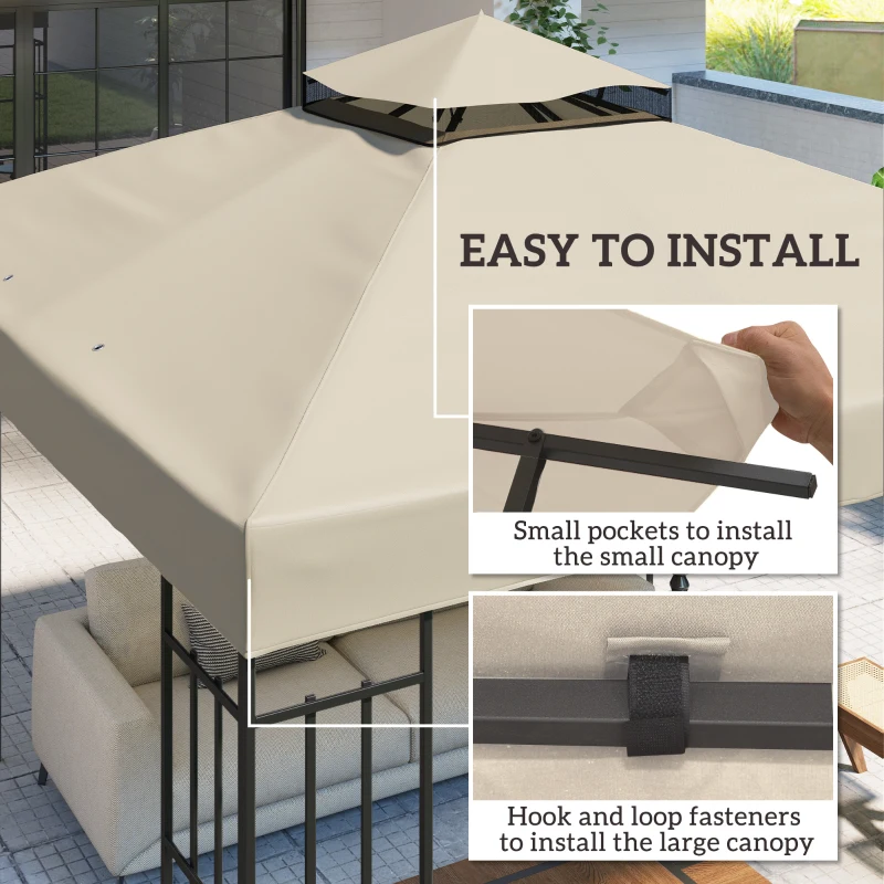 Outsunny invelis de inlocuire pentru Pergola de Gradina cu Doua Nivele si Orificii de Drenaj, 300x300 cm, Alb Crem