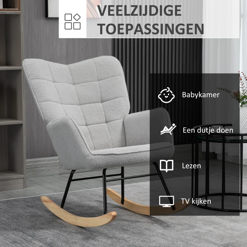 HOMCOM schommelstoel accentstoel tot 120 kg, polyester, lichtgrijs(m-5)