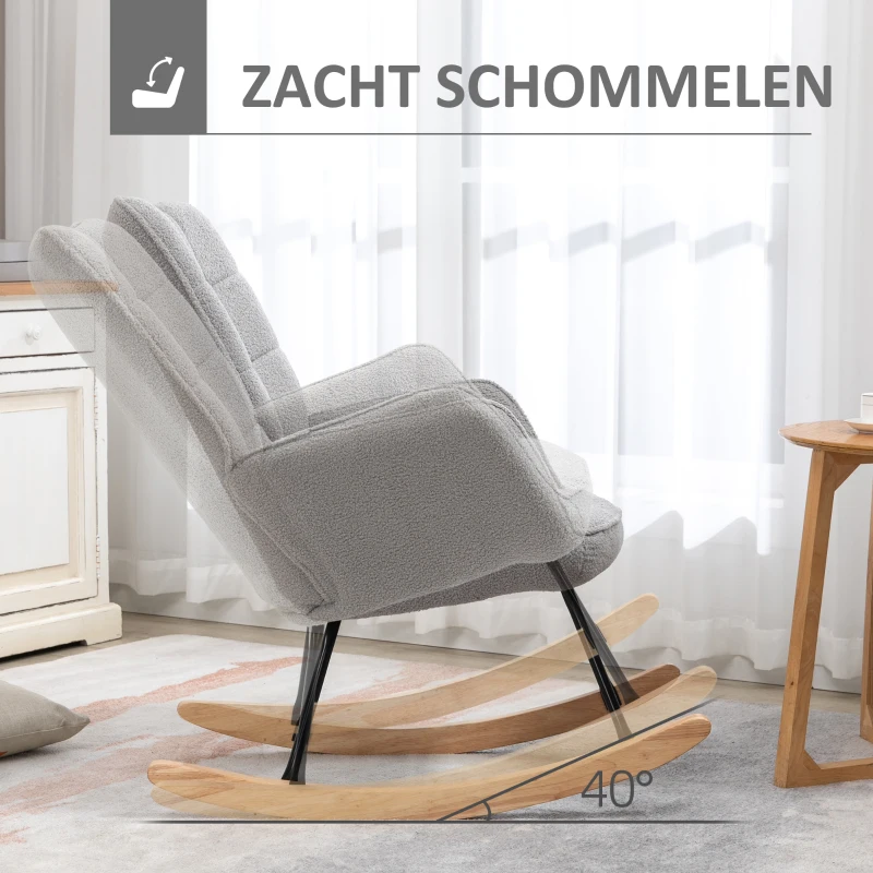 HOMCOM schommelstoel accentstoel tot 120 kg, polyester, lichtgrijs(m-6)