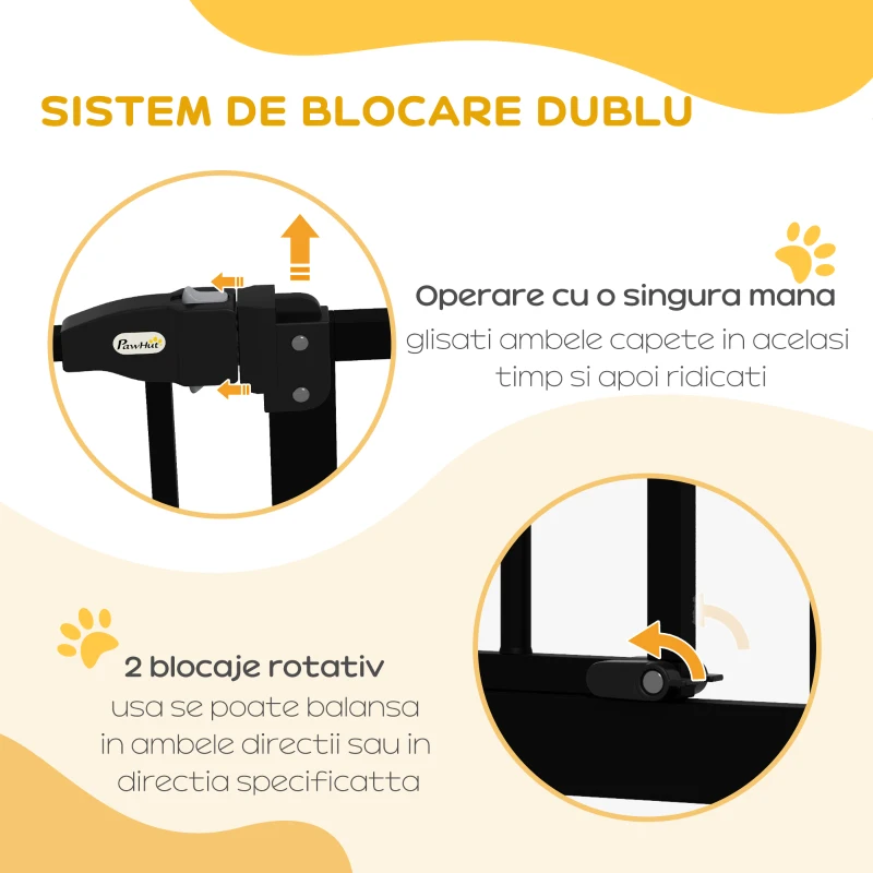 PawHut Poartă Extensibilă pentru Câini fără Șuruburi, Poartă de Siguranță Reglabilă, 94-100x94 cm, Negru