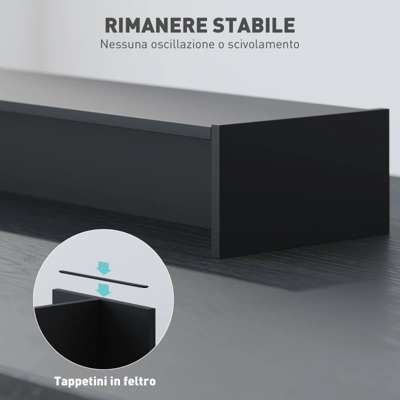 HOMCOM Supporto per Monitor con 2 Vani Contenitore in Legno, 100x27x15 cm, Nero