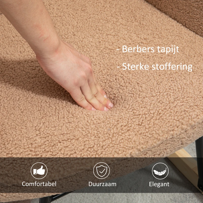 HOMCOM Schommelstoel in Retro-Design, Massief Hout, Stoel, Relaxstoel, 92 cm x 71 cm x 101 cm, Bruin