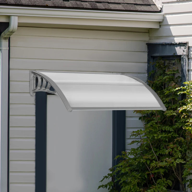 Outsunny Door Canopy Awning Outdoor Window Rain Shelter Cover for Front/Back Door Porch Clear 100 x 75cm