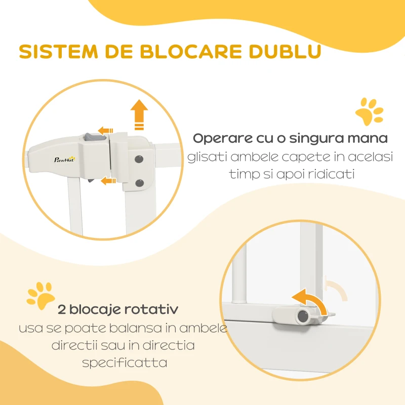 PawHut Poartă Extensibilă pentru Câini fără Șuruburi, Poartă de Siguranță Reglabilă, 94-100x94 cm, Alb