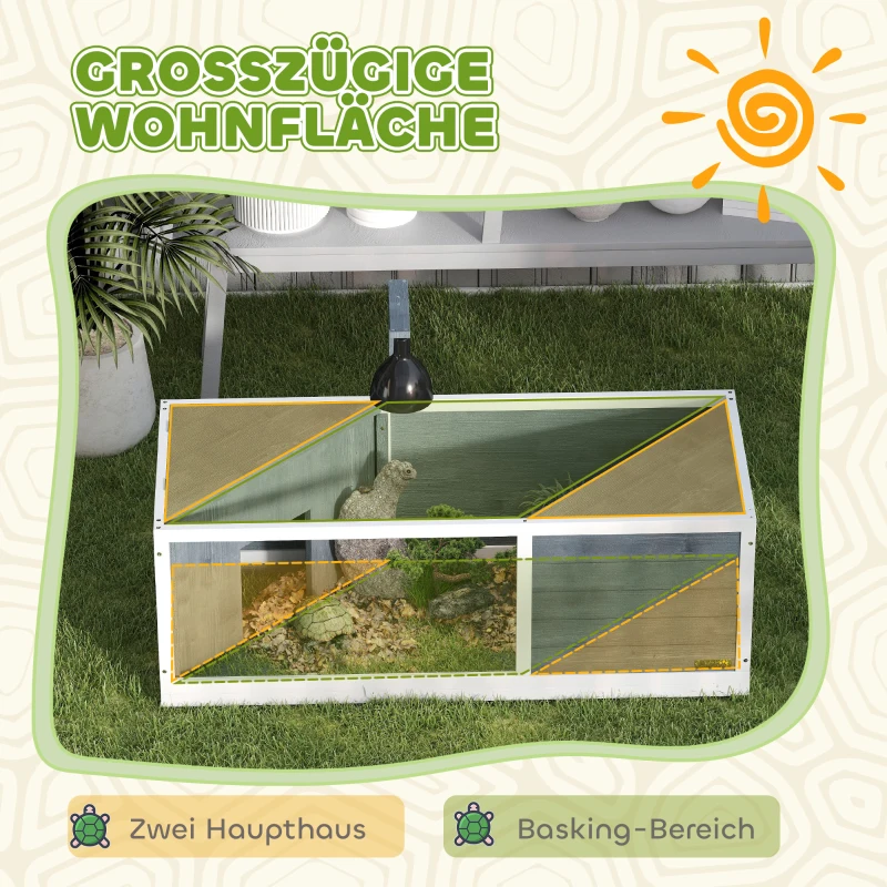 PawHut Schildpaddenverblijf met Opklapbare Bovendeel, Lampstandaard, Doorzichtige Voorplaat, 120 x 50 x 40 cm, Grijs