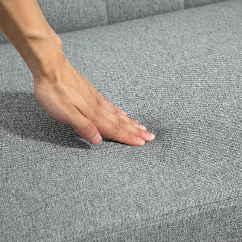 HOMCOM Sofá 2 Lugares Estofado em Linho com Apoio para os Braços de Madeira Encosto Acolchoado 114x75x76 cm Cinza Claro